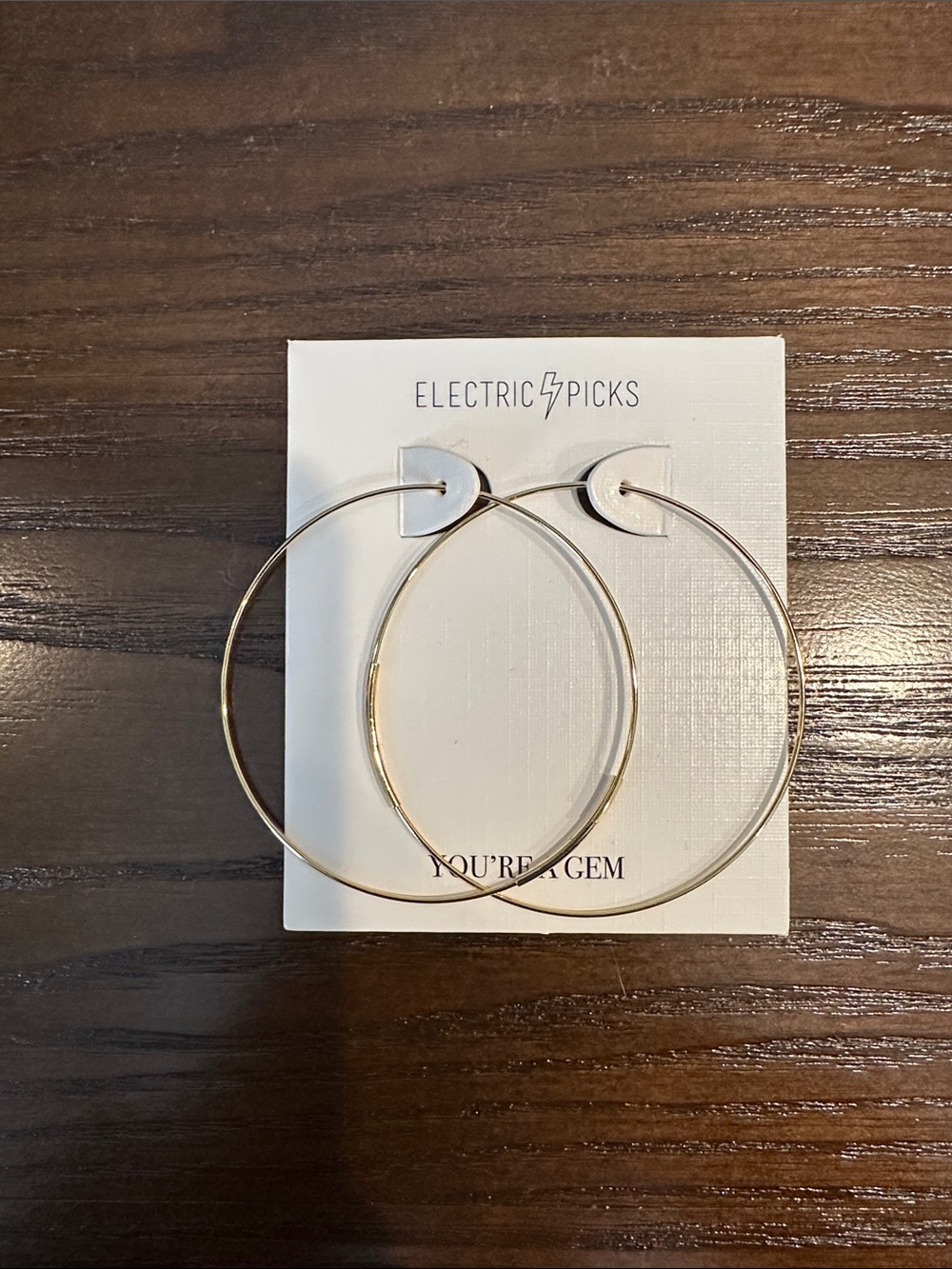 Electric Picks Gold Hoop Earrings - Classic Thin Hoops